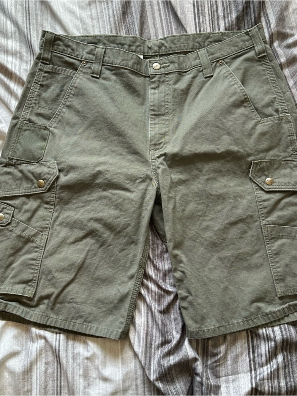Carhartt Mens Relaxed Fit Ripstop Cargo Shorts Size 38 Olive Outdoor Casual